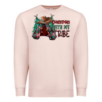 Pale Pink Christmas with tribe Premium Sweatshirt - CowhideDigitalArt