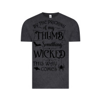 Vintage Black something wicked this way comes witchcraft halloween 2021 t shirt Vintage Tee - longCreatives