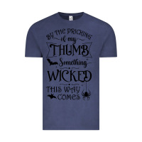 Vintage Denim something wicked this way comes witchcraft halloween 2021 t shirt Vintage Tee - longCreatives