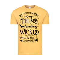 Vintage Mustard something wicked this way comes witchcraft halloween 2021 t shirt Vintage Tee - longCreatives