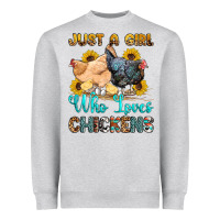 Heather Grey just a girl who loves chickens Heavyweight Sweatshirt - OliviaCreatesArt