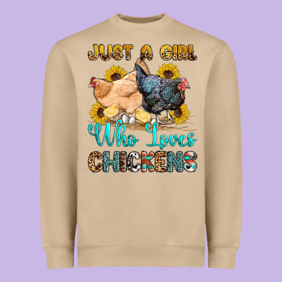 Just A Girl Who Loves Chickens Heavyweight Sweatshirt Designed By Oliviacreatesart
