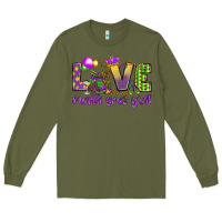 Army Green Love Mardi Gras Y'all Long Sleeve Tee - HowdyJamesFarm