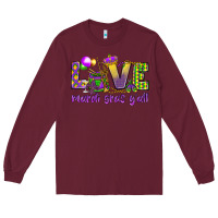Burgundy Love Mardi Gras Y'all Long Sleeve Tee - HowdyJamesFarm
