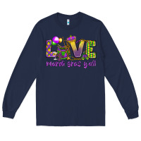 Navy Love Mardi Gras Y'all Long Sleeve Tee - HowdyJamesFarm