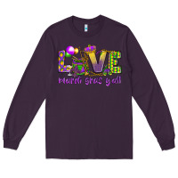 Plum Love Mardi Gras Y'all Long Sleeve Tee - HowdyJamesFarm