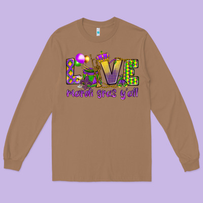 Love Mardi Gras Y'all Long Sleeve Tee Designed By Howdyjamesfarm
