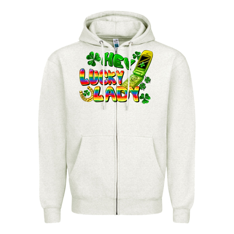 Hey Lucky Lady Flip Phone Zipper Hoodie by FaDigitalArtStudio | Teevron