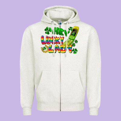 Hey Lucky Lady Flip Phone Zipper Hoodie Designed By Fadigitalartstudio