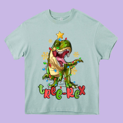 Tree Rex Trex Christmas Dinosaur Heavy Core Tee Designed By Maliassmallbusiness