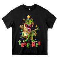 Black tree rex trex christmas dinosaur Heavy Core Tee - MaliasSmallBusiness