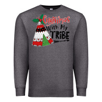 Charcoal Heather Christmas with my tribe boho Premium Sweatshirt - CowhideDigitalArt