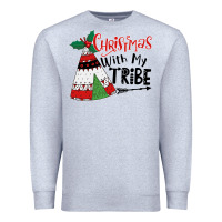 Heather Grey Christmas with my tribe boho Premium Sweatshirt - CowhideDigitalArt