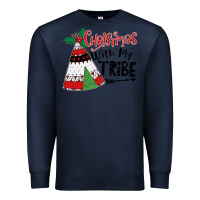 Navy Christmas with my tribe boho Premium Sweatshirt - CowhideDigitalArt