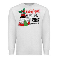 Oatmeal Heather Christmas with my tribe boho Premium Sweatshirt - CowhideDigitalArt