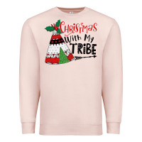 Pale Pink Christmas with my tribe boho Premium Sweatshirt - CowhideDigitalArt
