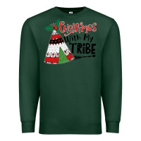 Sports Green Christmas with my tribe boho Premium Sweatshirt - CowhideDigitalArt