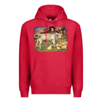 Cardinal charolaris bull and chicken in barnyard Premium Hoodie - RanaPortraitStore