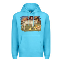 Ocean Blue charolaris bull and chicken in barnyard Premium Hoodie - RanaPortraitStore
