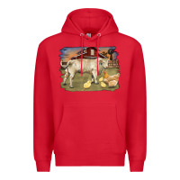 Charolaris Bull And Chicken In Barnyard Premium Hoodie | Teevron