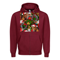 Burgundy christmas horse leopard Zipper Hoodie - FaDigitalArtStudio