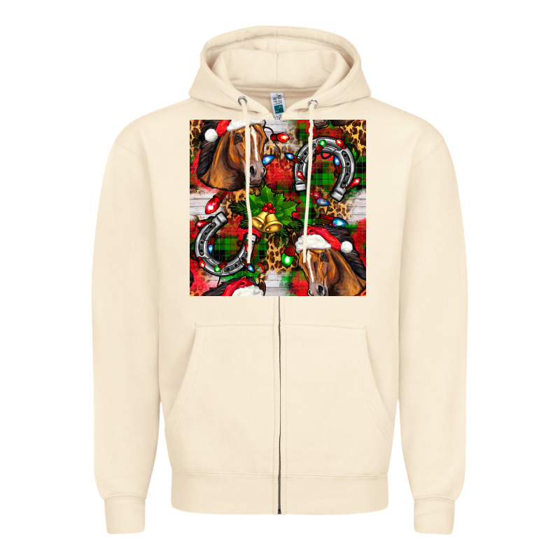 Christmas Horse Leopard Zipper Hoodie by FaDigitalArtStudio | Teevron