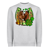 Heather Grey St. Patrick's Day horse horseshoe Heavyweight Sweatshirt - OliviaCreatesArt