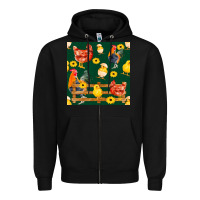 Black farm life seamless pattern Zipper Hoodie - FaDigitalArtStudio
