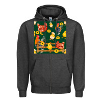 Charcoal Heather farm life seamless pattern Zipper Hoodie - FaDigitalArtStudio