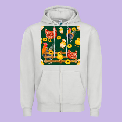 Farm Life Seamless Pattern Zipper Hoodie Designed By Fadigitalartstudio