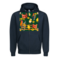 Navy farm life seamless pattern Zipper Hoodie - FaDigitalArtStudio