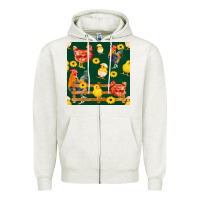 Oatmeal Heather farm life seamless pattern Zipper Hoodie - FaDigitalArtStudio