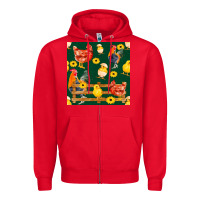 Red farm life seamless pattern Zipper Hoodie - FaDigitalArtStudio