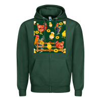 Sports Green farm life seamless pattern Zipper Hoodie - FaDigitalArtStudio