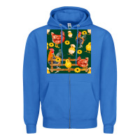 True Royal farm life seamless pattern Zipper Hoodie - FaDigitalArtStudio