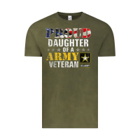 Vintage Olive proud daughter of a army veteran american flag military gift Vintage Tee - longCreatives