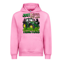 Fuchsia Pink just a girl who loves tractors Urban Hoodie - BarkalooDesign