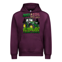 Mauve Wine just a girl who loves tractors Urban Hoodie - BarkalooDesign