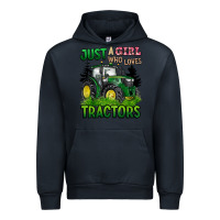 Navy just a girl who loves tractors Urban Hoodie - BarkalooDesign