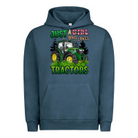 Pigment Midnight Navy just a girl who loves tractors Urban Hoodie - BarkalooDesign