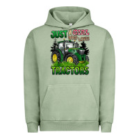 Pigment Oil Green just a girl who loves tractors Urban Hoodie - BarkalooDesign