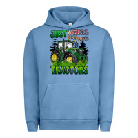 Pigment Pebble Blue just a girl who loves tractors Urban Hoodie - BarkalooDesign
