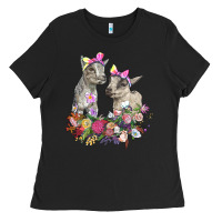 Black floral baby goats Ladies Tee - RanaPortraitStore