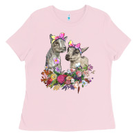 Bubblegum Pink floral baby goats Ladies Tee - RanaPortraitStore