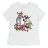 White floral baby goats Ladies Tee - RanaPortraitStore
