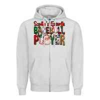 Dove Grey santa's favorite baseball player for christmas Zipper Hoodie - FaDigitalArtStudio