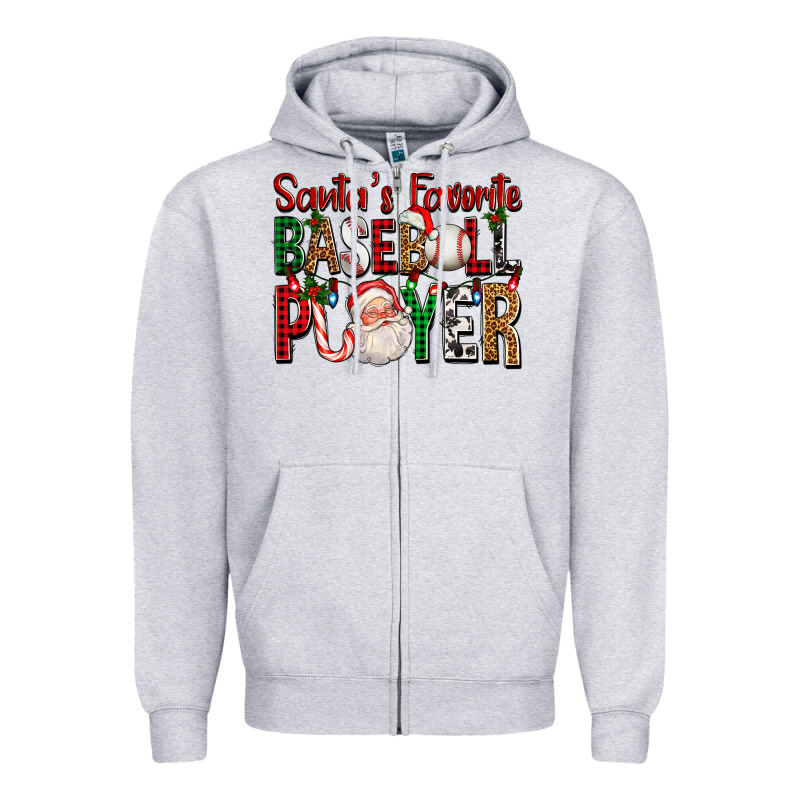 Santa's Favorite Baseball Player For Christmas Zipper Hoodie by FaDigitalArtStudio | Teevron