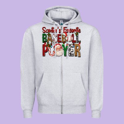 Santa's Favorite Baseball Player For Christmas Zipper Hoodie Designed By Fadigitalartstudio