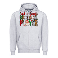 Heather Grey santa's favorite baseball player for christmas Zipper Hoodie - FaDigitalArtStudio