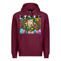 Burgundy Easter Bunny Tumbler Premium Hoodie - BundleAndBundleShop